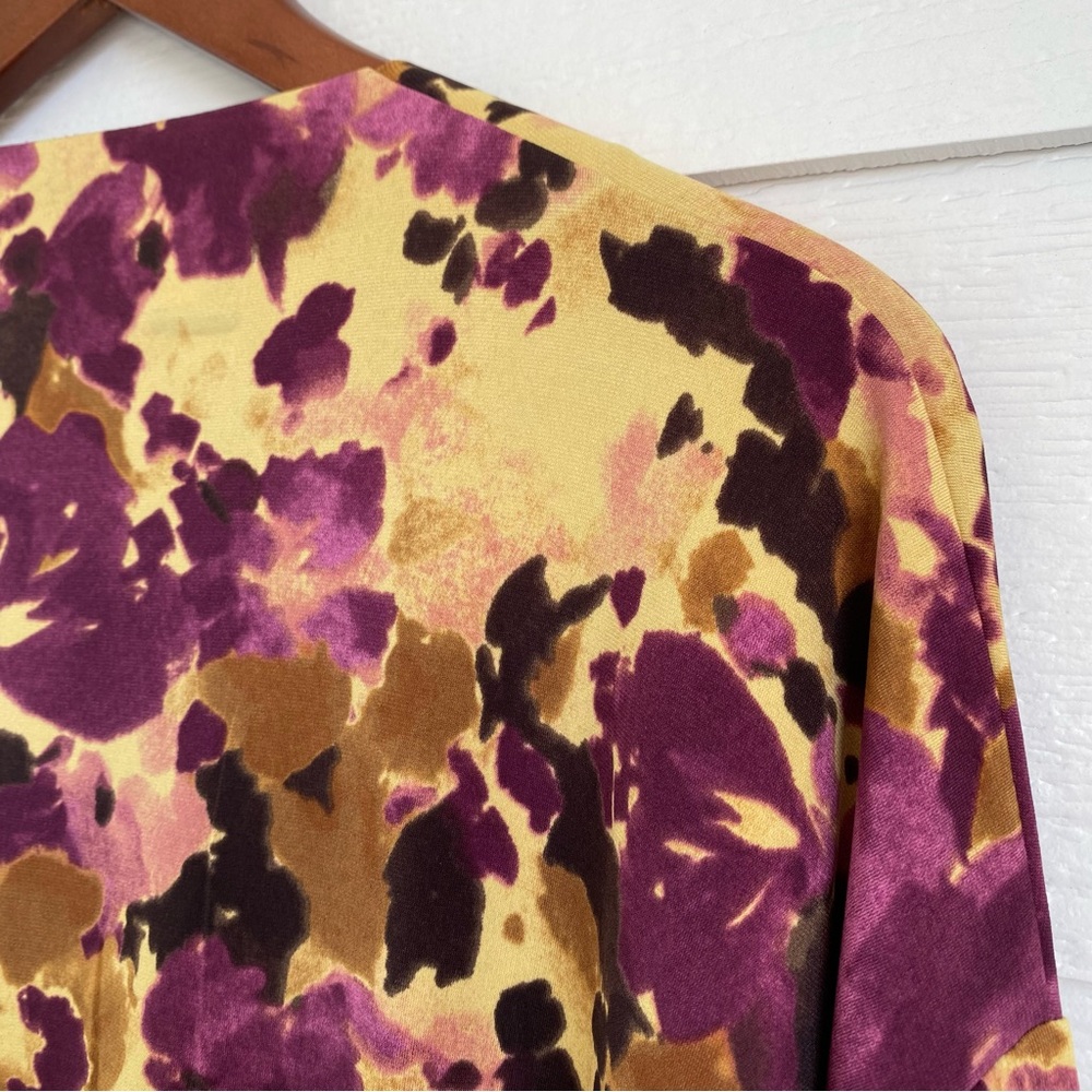 ANNE KLEIN Long-Sleeve V-Neck Burgundy Plum Gold Women’s Blouse Size XL - Picture 8 of 11